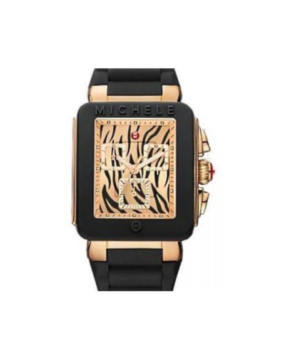 Michele Park Jelly Bean 32mm Chronograph 5-7.25in Ladies Wristwatch Tiger Stripe